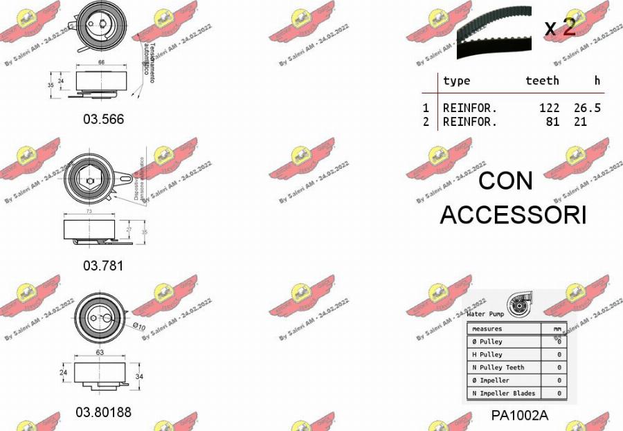 Autokit 04.5364PA - Водяной насос + комплект зубчатого ремня ГРМ autospares.lv