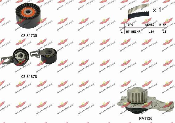 Autokit 04.5365PA - Водяной насос + комплект зубчатого ремня ГРМ autospares.lv