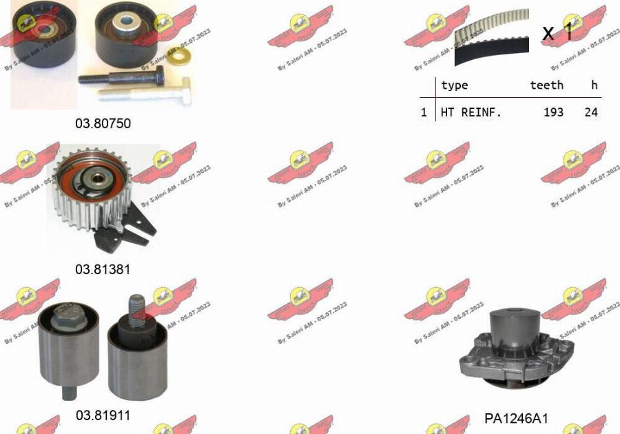 Autokit 04.5368PA - Водяной насос + комплект зубчатого ремня ГРМ autospares.lv