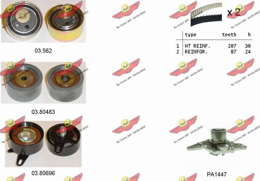 Autokit 04.5362PA - Водяной насос + комплект зубчатого ремня ГРМ autospares.lv