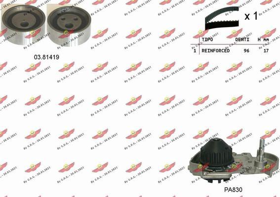 Autokit 04.5304PA - Водяной насос + комплект зубчатого ремня ГРМ autospares.lv