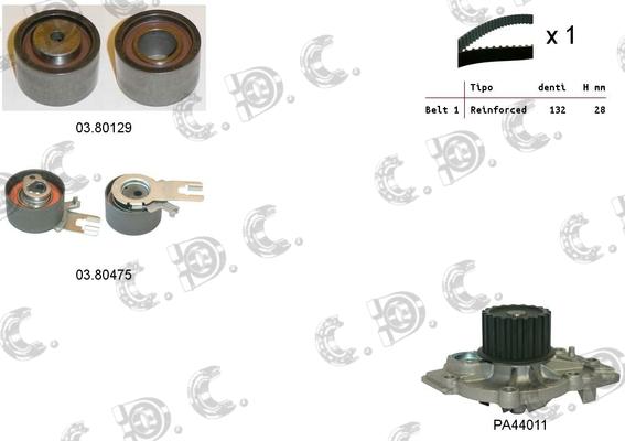 Autokit 04.5305PA - Водяной насос + комплект зубчатого ремня ГРМ autospares.lv