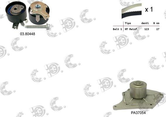 Autokit 04.5334PA - Водяной насос + комплект зубчатого ремня ГРМ autospares.lv