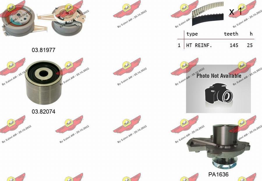 Autokit 04.5370PA - Водяной насос + комплект зубчатого ремня ГРМ autospares.lv