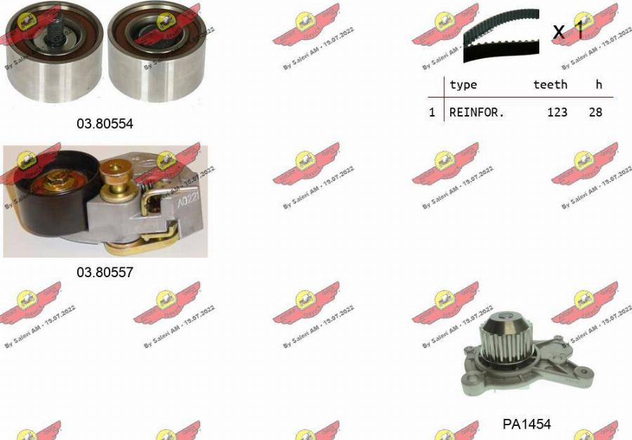 Autokit 04.5259PA2 - Водяной насос + комплект зубчатого ремня ГРМ autospares.lv