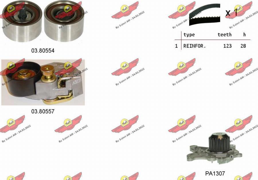 Autokit 04.5259PA - Водяной насос + комплект зубчатого ремня ГРМ autospares.lv