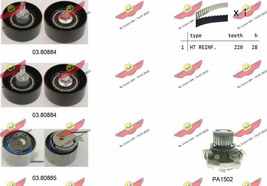 Autokit 04.5256PA - Водяной насос + комплект зубчатого ремня ГРМ autospares.lv