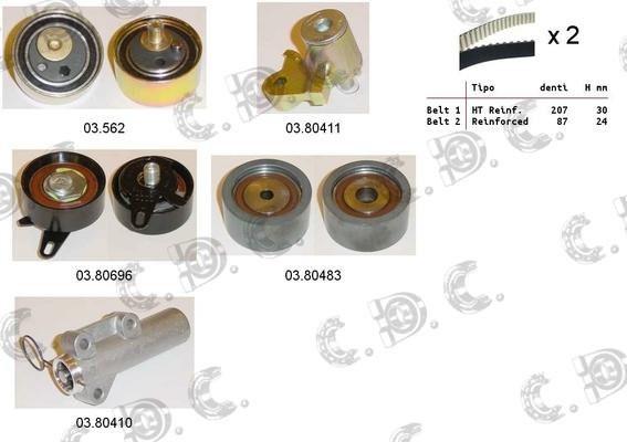 Autokit 04.5266C - Комплект зубчатого ремня ГРМ autospares.lv