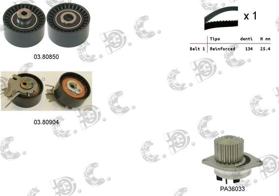 Autokit 04.5268PA - Водяной насос + комплект зубчатого ремня ГРМ autospares.lv