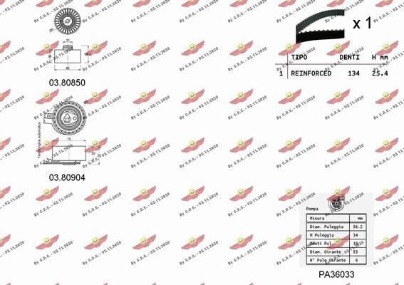 Autokit 04.5268PA - Водяной насос + комплект зубчатого ремня ГРМ autospares.lv