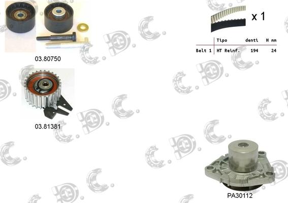 Autokit 04.5283PA - Водяной насос + комплект зубчатого ремня ГРМ autospares.lv