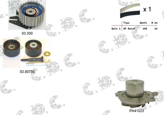 Autokit 04.5282PA - Водяной насос + комплект зубчатого ремня ГРМ autospares.lv