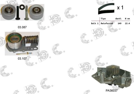 Autokit 04.5227PA - Водяной насос + комплект зубчатого ремня ГРМ autospares.lv