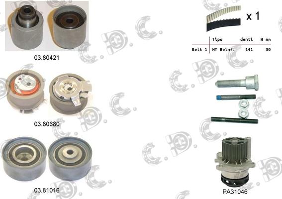 Autokit 04.5279PA - Водяной насос + комплект зубчатого ремня ГРМ autospares.lv