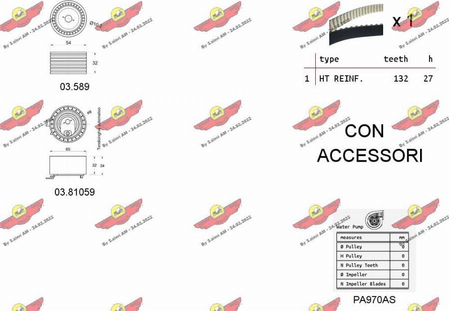 Autokit 04.5278PA - Водяной насос + комплект зубчатого ремня ГРМ autospares.lv