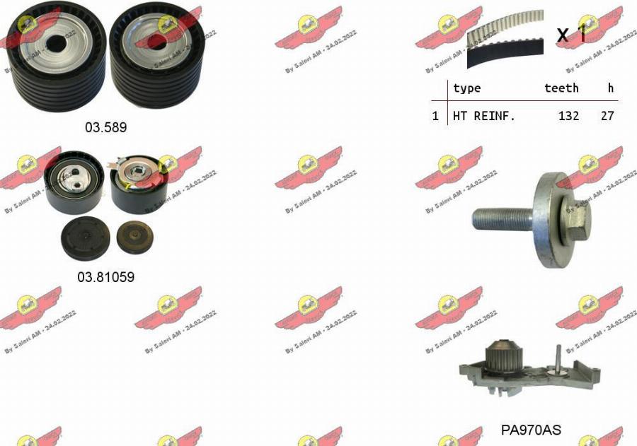 Autokit 04.5278PA - Водяной насос + комплект зубчатого ремня ГРМ autospares.lv