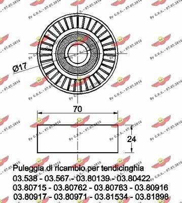 Autokit 03.538R - Ролик, поликлиновый ремень autospares.lv