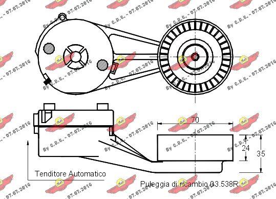 Autokit 03.538 - Натяжитель, поликлиновый ремень autospares.lv