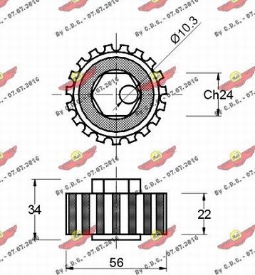 Autokit 03.198 - Натяжной ролик, зубчатый ремень ГРМ autospares.lv