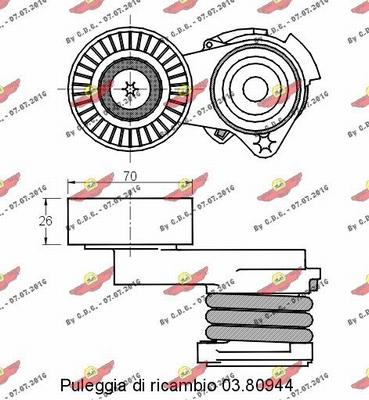 Autokit 03.80943 - Натяжитель, поликлиновый ремень autospares.lv