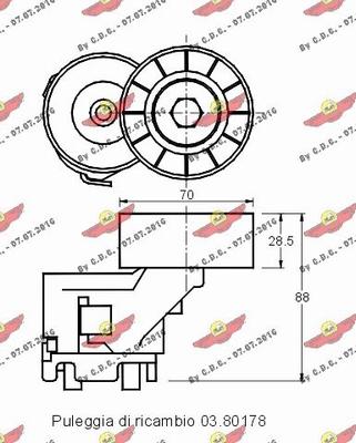 Autokit 03.80536 - Натяжитель, поликлиновый ремень autospares.lv