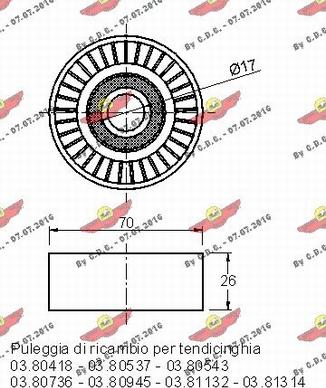 Autokit 03.80538 - Ролик, поликлиновый ремень autospares.lv