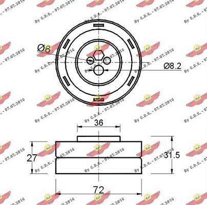 Autokit 03.297 - Натяжной ролик, зубчатый ремень ГРМ autospares.lv