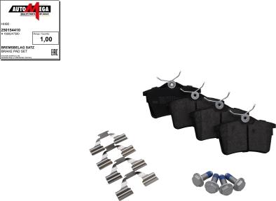 Automega 250154410 - Тормозные колодки, дисковые, комплект autospares.lv
