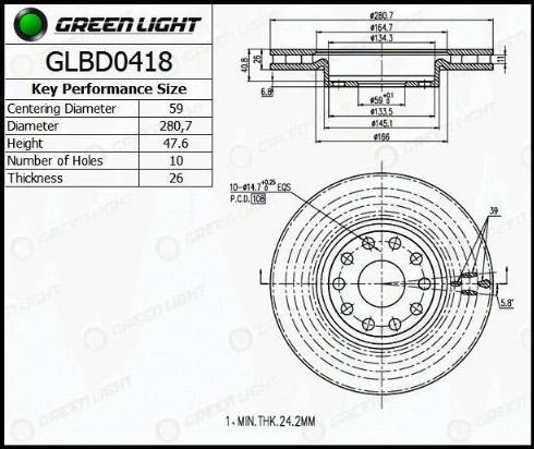 AutomotiveAdriado GLBD0418 - Тормозной диск autospares.lv