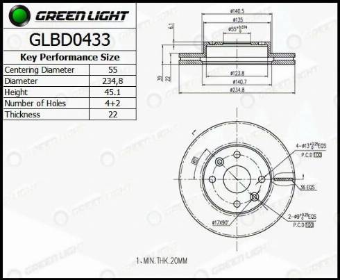 AutomotiveAdriado GLBD0433 - Тормозной диск autospares.lv