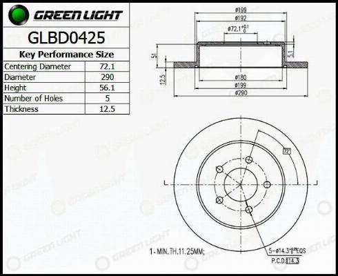 AutomotiveAdriado GLBD0425 - Тормозной диск autospares.lv