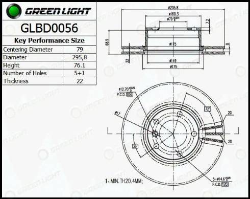 AutomotiveAdriado GLBD0056 - Тормозной диск autospares.lv