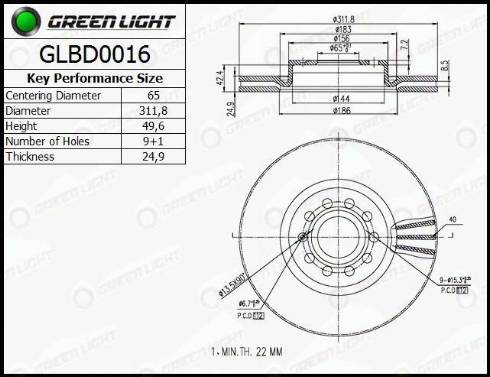 AutomotiveAdriado GLBD0016 - Тормозной диск autospares.lv