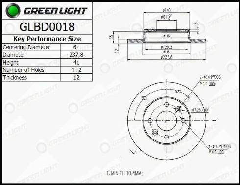 AutomotiveAdriado GLBD0018 - Тормозной диск autospares.lv