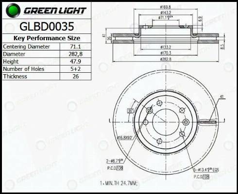 AutomotiveAdriado GLBD0035 - Тормозной диск autospares.lv