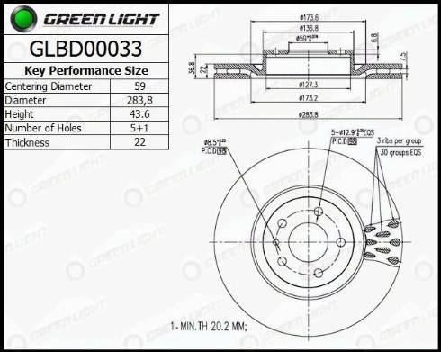 AutomotiveAdriado GLBD0033 - Тормозной диск autospares.lv