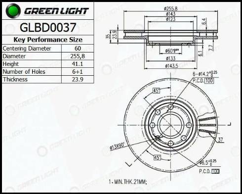 AutomotiveAdriado GLBD0037 - Тормозной диск autospares.lv