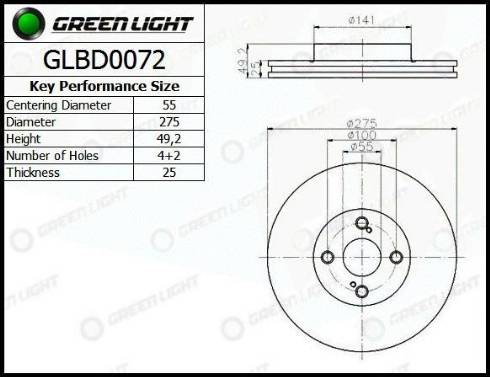 AutomotiveAdriado GLBD0072 - Тормозной диск autospares.lv