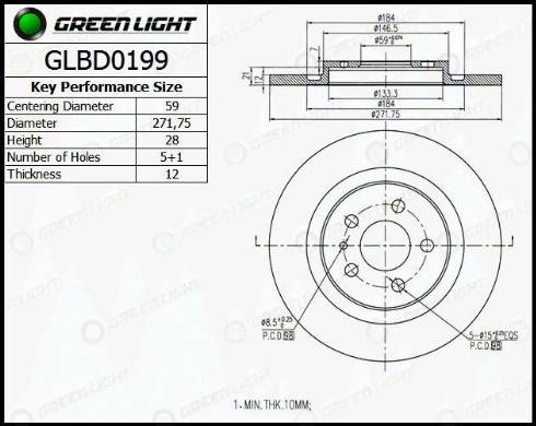 AutomotiveAdriado GLBD0199 - Тормозной диск autospares.lv