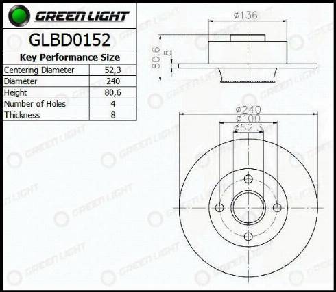 AutomotiveAdriado GLBD0152 - Тормозной диск autospares.lv