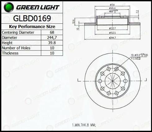 AutomotiveAdriado GLBD0169 - Тормозной диск autospares.lv