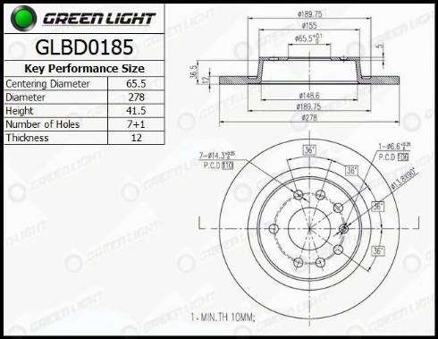 AutomotiveAdriado GLBD0185 - Тормозной диск autospares.lv