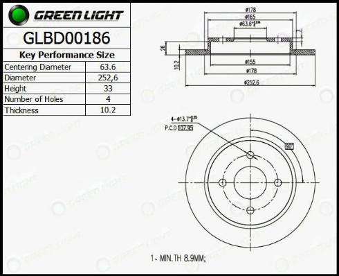 AutomotiveAdriado GLBD0186 - Тормозной диск autospares.lv