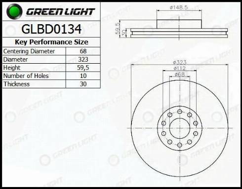 AutomotiveAdriado GLBD0134 - Тормозной диск autospares.lv