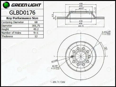 AutomotiveAdriado GLBD0176 - Тормозной диск autospares.lv