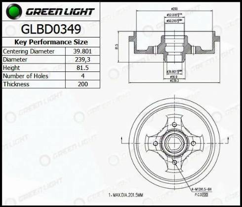 AutomotiveAdriado GLBD0349 - Тормозной барабан autospares.lv