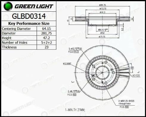 AutomotiveAdriado GLBD0314 - Тормозной диск autospares.lv