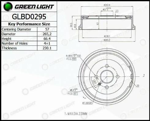 AutomotiveAdriado GLBD0295 - Тормозной барабан autospares.lv