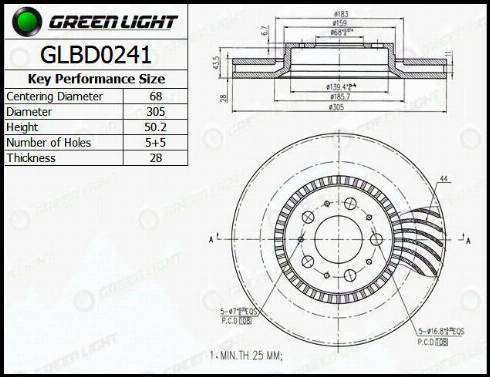 AutomotiveAdriado GLBD0241 - Тормозной диск autospares.lv