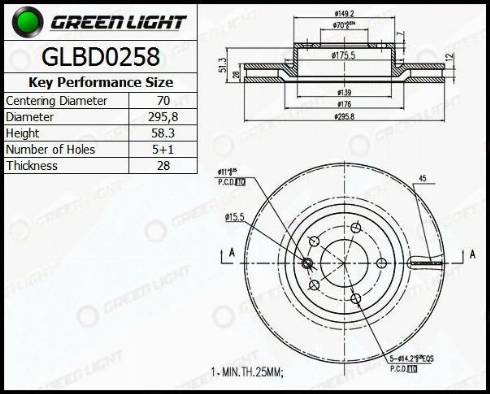 AutomotiveAdriado GLBD0258 - Тормозной диск autospares.lv